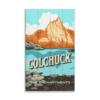Colchuck: The Enchantments: Smooth Finish - Wood & Metal Wall Art Wood & Metal Wall Art Out West Design Wood 8" x 14"