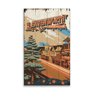 Leavenworth, Washington: Distressed Finish - Wood & Metal Wall Art Wood & Metal Wall Art Out West Design Wood 8" x 14"