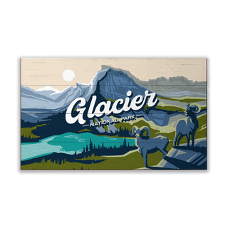 Big Horn Sheep at Glacier National Park: Smooth Finish - Wood & Metal Wall Art Wood & Metal Wall Art Out West Design Wood 14" x 8"