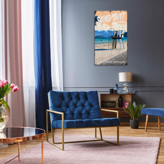 City Beach Scene: Distressed Finish - Wood & Metal Wall Art Wood & Metal Wall Art Out West Design