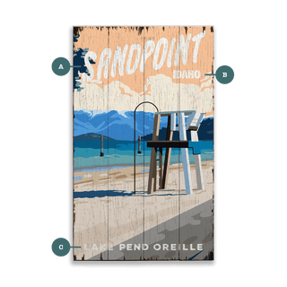 City Beach Scene: Distressed Finish - Wood & Metal Wall Art Wood & Metal Wall Art Out West Design Wood 8" x 14"
