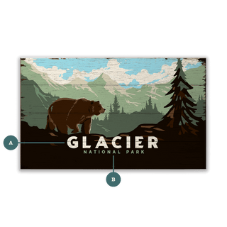 Grizzly at Glacier: Distressed Version - Wood & Metal Wall Art Wood & Metal Wall Art Out West Design Wood 14" x 8"