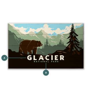 Grizzly at Glacier: Smooth Version - Wood & Metal Wall Art Wood & Metal Wall Art Out West Design Wood 14" x 8"