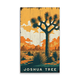 Sunset at Joshua Tree: Distressed Finish - Wood & Metal Wall Art Wood & Metal Wall Art Out West Design Wood 8" x 14"