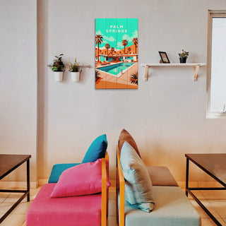 Palm Springs Pool Scene: Smooth Finish - Wood & Metal Wall Art Wood & Metal Wall Art Out West Design