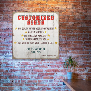 Customized Signs Retail Display Sign - Wood & Metal Wall Art Wood & Metal Wall Art Out West Design