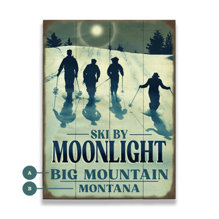 Ski by Moonlight - Wood & Metal Wall Art