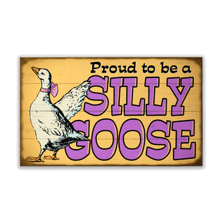 Proud To Be a Silly Goose: Purple - Wood & Metal Wall Art Wood & Metal Wall Art Out West Design Wood 14" x 8"