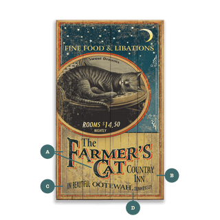 The Farmer's Cat - Wood & Metal Wall Art Wood & Metal Wall Art Out West Design Wood 8" x 14"