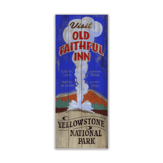 Old Faithful Inn - Wood & Metal Wall Art Wood & Metal Wall Art Out West Design Wood 7" x 16"