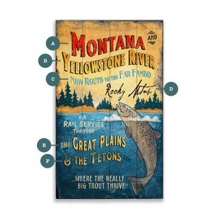 Montana and the Yellowstone River - Wood & Metal Wall Art Wood & Metal Wall Art Out West Design Wood 8" x 14"
