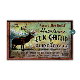 Elk Camp - Wood & Metal Wall Art Wood & Metal Wall Art Out West Design Wood 14" x 8"