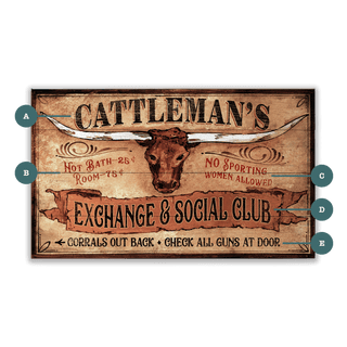 Cattleman's Exchange - Wood & Metal Wall Art Wood & Metal Wall Art Out West Design Wood 14" x 8"