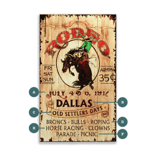 Old Settlers Days Rodeo - Wood & Metal Wall Art Wood & Metal Wall Art Out West Design Wood 8" x 14"