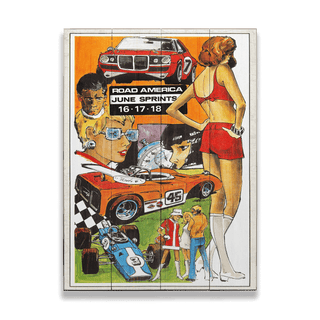[RA] 1972 June Sprint Pin Up - Wood & Metal Wall Art Wood & Metal Wall Art Road America Wood 9" x 12"