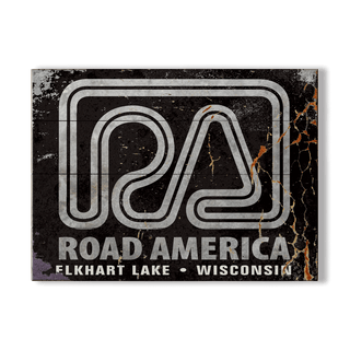 [RA] Road America Logo Sign - Wood & Metal Wall Art Wood & Metal Wall Art Road America Wood 12" x 9" Black
