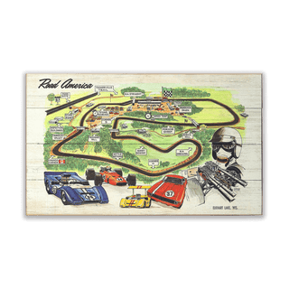 [RA] 1969 Track Map - Wood & Metal Wall Art Wood & Metal Wall Art Road America Wood 14" x 8"