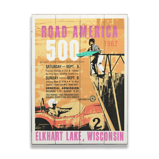 [RA] 1962 500 Program - Wood & Metal Wall Art Wood & Metal Wall Art Road America Wood 9" x 12"
