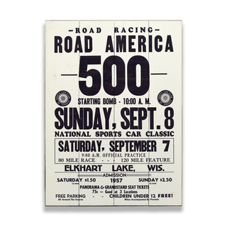 [RA] 1957 RA 500 - Wood & Metal Wall Art Wood & Metal Wall Art Road America Wood 9" x 12"