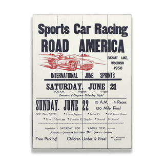 [RA] 1958 June Sprints - Wood & Metal Wall Art Wood & Metal Wall Art Road America Wood 9" x 12"