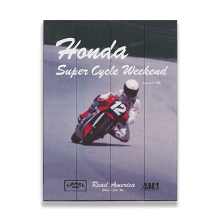 [RA] Honda Super Cycle June 1986 - Wood & Metal Wall Art Wood & Metal Wall Art Road America Wood 9" x 12"