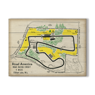 [RA] 1960s Green and Yellow Track Map - Wood & Metal Wall Art Wood & Metal Wall Art Road America Wood 12" x 9"