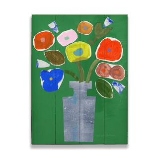 Green Collage Bouquet - Wood & Metal Wall Art Wood & Metal Wall Art Sarah Golden Wood 9" x 12"