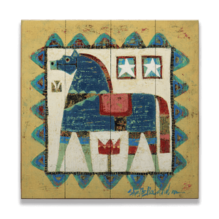 Blue Dala Horse - Wood & Metal Wall Art Wood & Metal Wall Art Shelle Lindholm Wood 10.5" x 10.5"