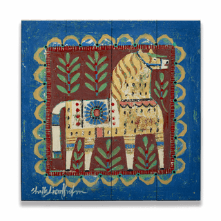 Cream Dala Horse - Wood & Metal Wall Art Wood & Metal Wall Art Shelle Lindholm Wood 10.5" x 10.5"