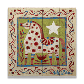 Red Dala Horse - Wood & Metal Wall Art Wood & Metal Wall Art Shelle Lindholm Wood 10.5" x 10.5"