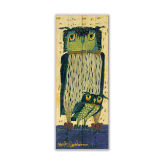 Peek-a-Boo Owls - Wood & Metal Wall Art Wood & Metal Wall Art Shelle Lindholm Wood 7" x 16"