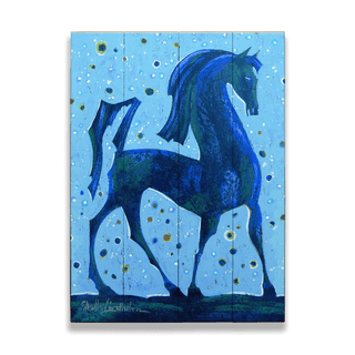 The Blue Walk - Wood & Metal Wall Art Wood & Metal Wall Art Shelle Lindholm Wood 9" x 12"