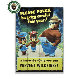 Smokey Bear 1947 Please Folks - Wood & Metal Wall Art Wood & Metal Wall Art Smokey Bear Wood 9" x 12"