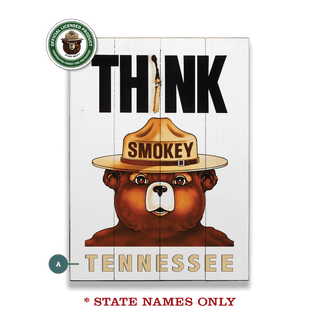 Smokey Bear 1974 Think Poster: Personalized - Wood & Metal Wall Art Wood & Metal Wall Art Smokey Bear Wood 9" x 12"