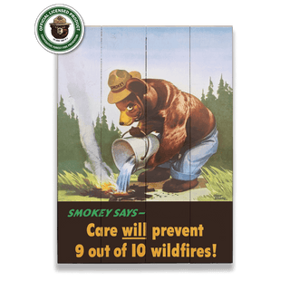 Smokey Bear 1946 Hold Till It's Cold - Wood & Metal Wall Art Wood & Metal Wall Art Smokey Bear Wood 9" x 12"