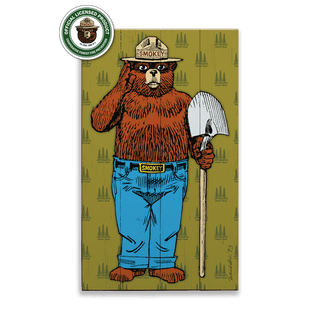 Full Length Smokey Bear - Wood & Metal Wall Art Wood & Metal Wall Art Smokey Bear Wood 8" x 14"