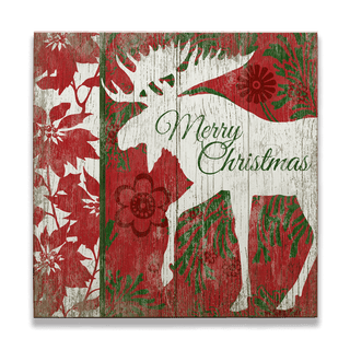 Merry Christmas Moose - Wood & Metal Wall Art Wood & Metal Wall Art Suzanne Nicoll