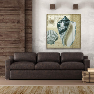 Indigo Shells: Scallop and Olive - Wood & Metal Wall Art Wood & Metal Wall Art Suzanne Nicoll