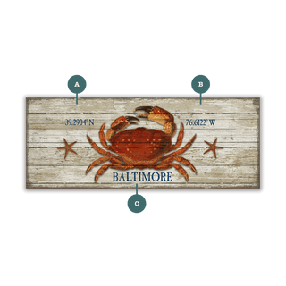 Dungeness Crab Latitude - Wood & Metal Wall Art Wood & Metal Wall Art Suzanne Nicoll
