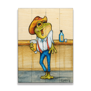 Out of the Pond and Off the Wagon - Wood & Metal Wall Art Wood & Metal Wall Art Karen Savory Wood 9" x 12"