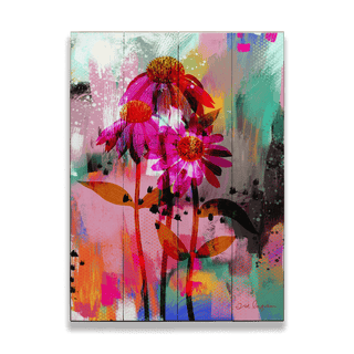 Echinacea - Wood & Metal Wall Art Wood & Metal Wall Art Zoe Ingram Wood 9" x 12"