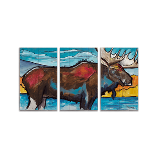 The Majestic Moose: 3-Piece Wood & Metal Wall Art Metal Box Wall Art Ed Anderson Wood 69" x 39"