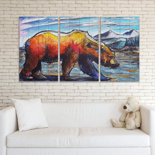 Grizzly Country: 3-Piece Wood & Metal Wall Art Metal Box Wall Art Ed Anderson