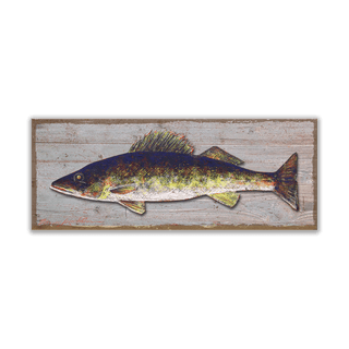 Walleye: Generic - Metal on Wood Shaped Wall Art Shelle Lindholm