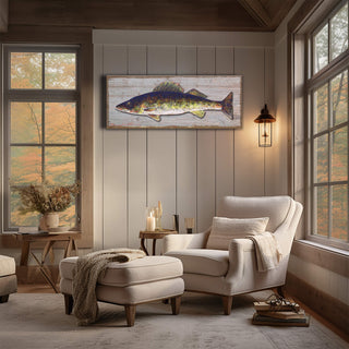 Walleye: Generic - Metal on Wood Shaped Wall Art Shelle Lindholm