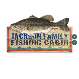 Freshwater Fishing Cabin - Wood Wall Decor Shaped Wall Art Meissenburg Designs Wood 44" x 17" Bass