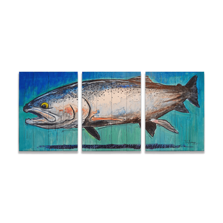 Steelhead Splendor: 3-Piece Wood & Metal Wall Art Metal Box Wall Art Ed Anderson Wood 51" x 23"