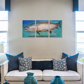 Steelhead Splendor: 3-Piece Wood & Metal Wall Art Metal Box Wall Art Ed Anderson
