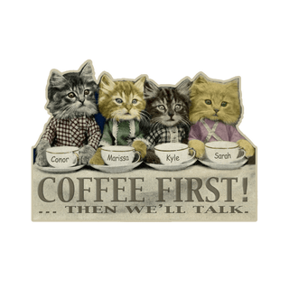 Coffee First Kittens - Wood Wall Decor Shaped Wall Art Meissenburg Designs