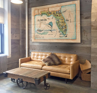 Vintage Kids Map of Florida - Wood & Metal Wall Art Wood & Metal Wall Art Lisa Middleton